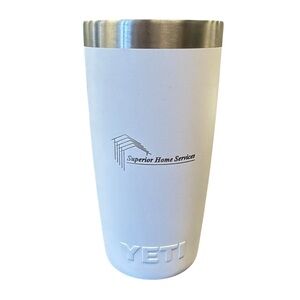 YETI Rambler White Stainless Steel Tumbler 10 oz Personalized Logo NO LID